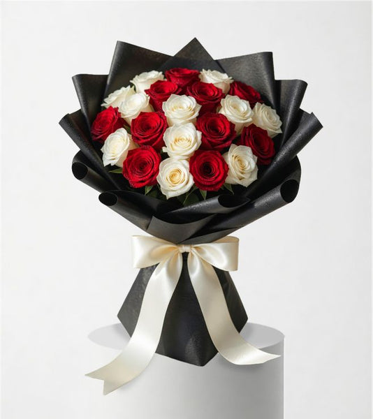 Black Tie Elegance Premium Rose Bouquet greetfleets