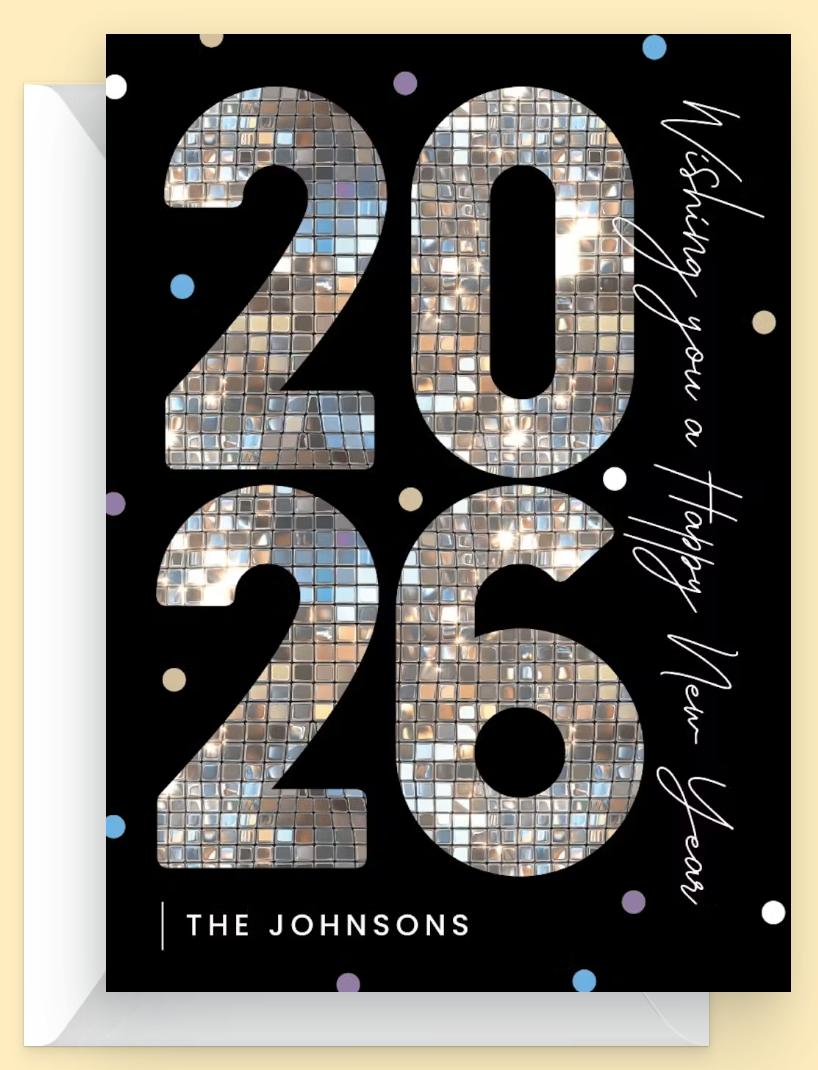 Disco Ball Year New year card