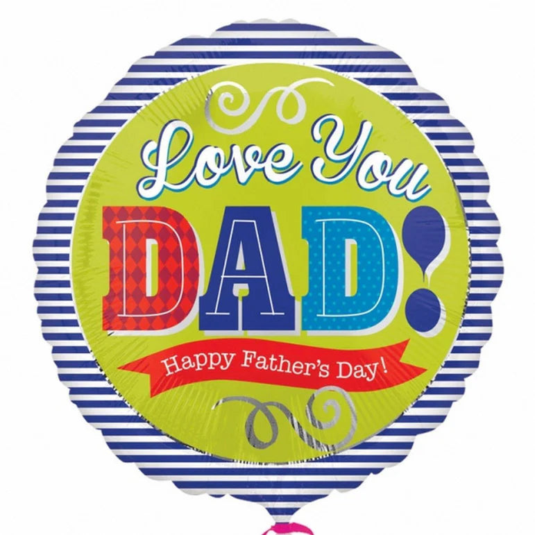Dad Blue Stripes Foil Balloon 18in