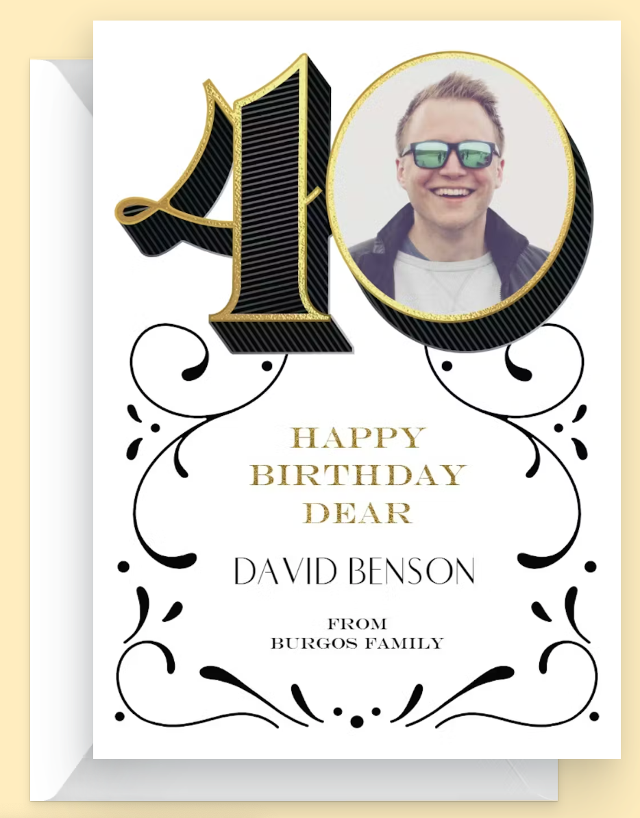 Milestone Birthday Card 30th to 90th Birthday 40th