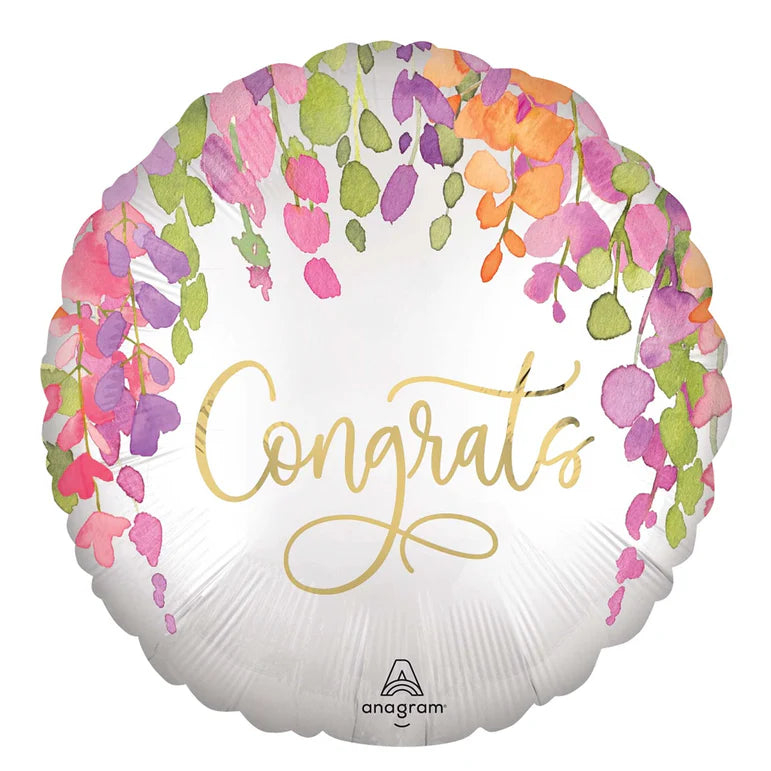 Congrats Romantic Floral Foil Balloon 18in