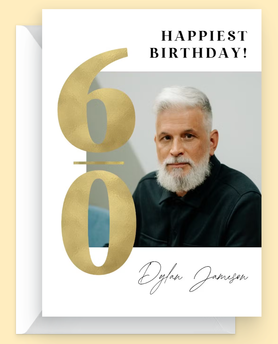 Milestone Birthday Card 30th to 90th Birthday 60th