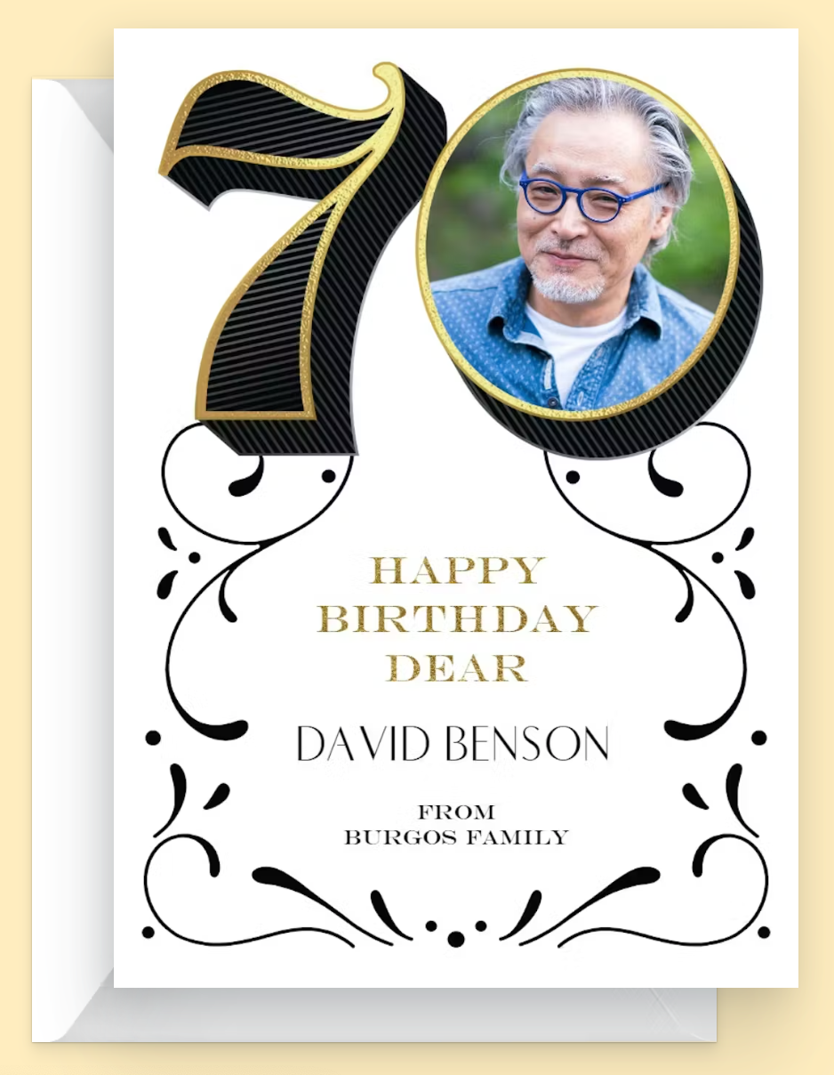 Milestone Birthday Card 30th to 90th Birthday 70th