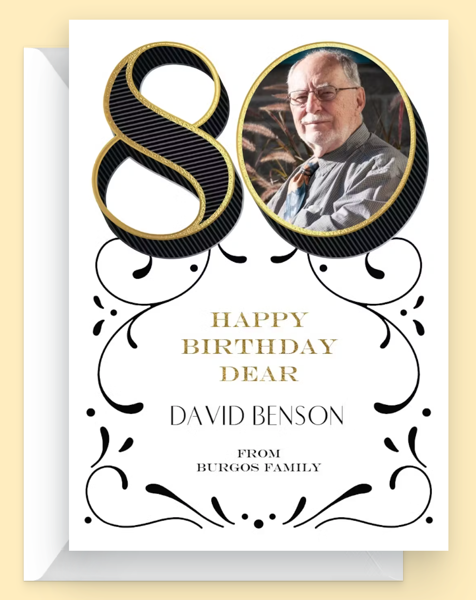 Milestone Birthday Card 30th to 90th Birthday 80th