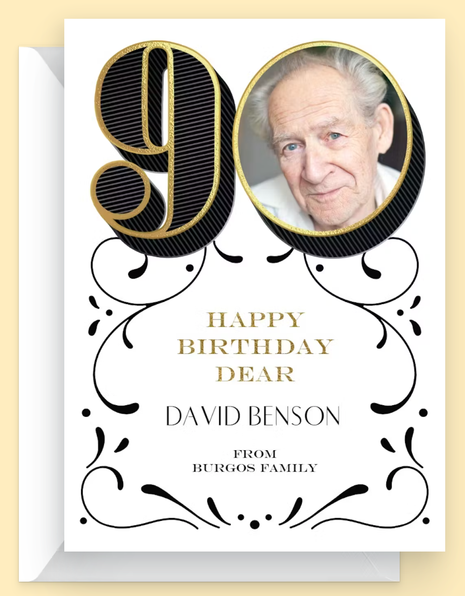 Milestone Birthday Card 30th to 90th Birthday 90th
