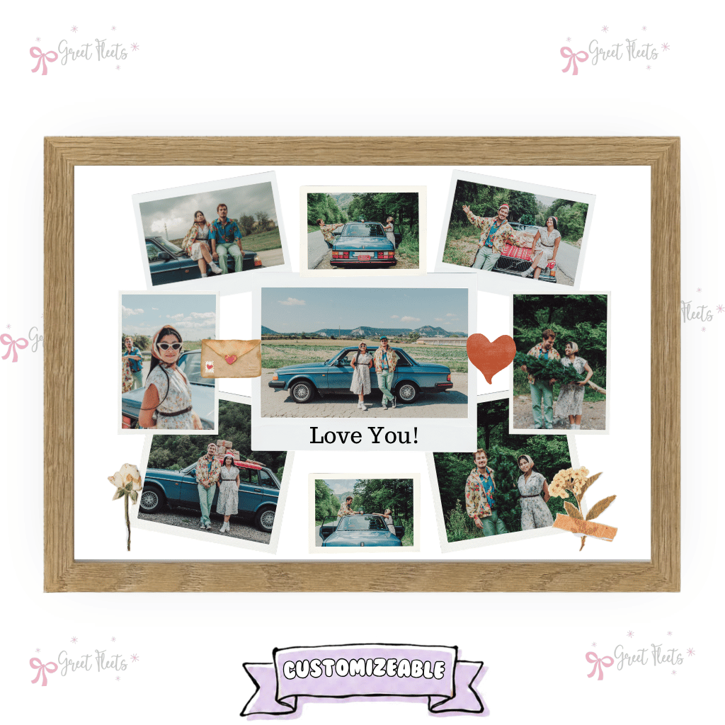 The "Love Story" Custom Collage Anniversary Frame Brown