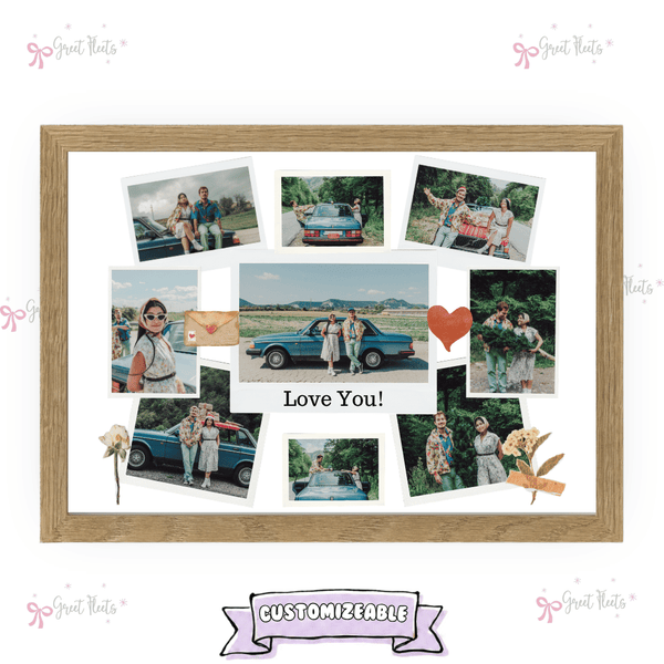 The "Love Story" Custom Collage Anniversary Frame Brown