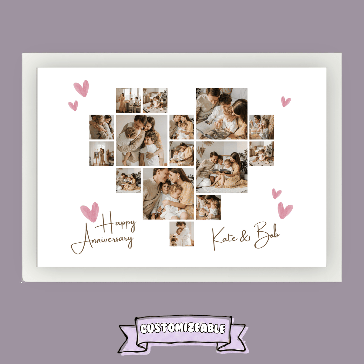 The Heartbeat Custom Anniversary Photo Frame White
