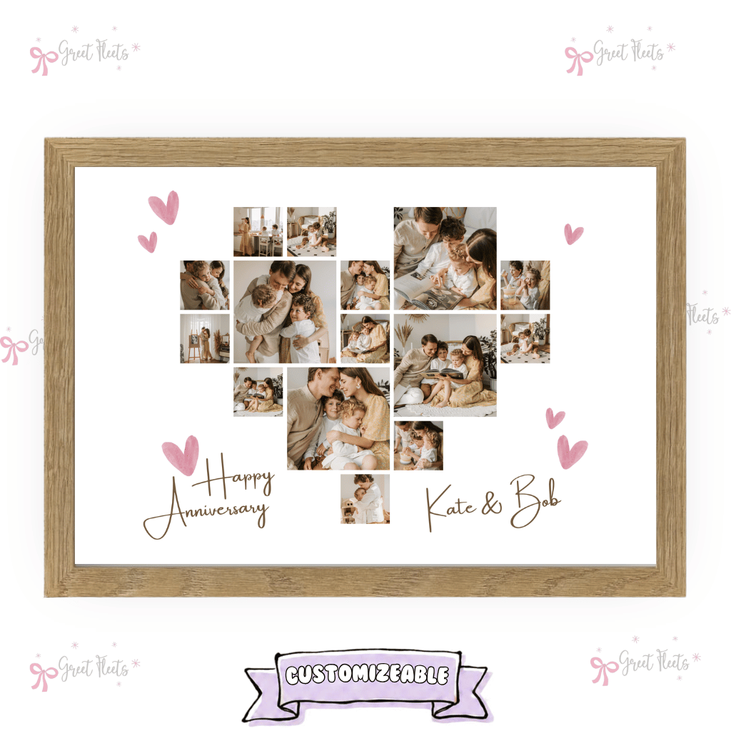 The Heartbeat Custom Anniversary Photo Frame Brown