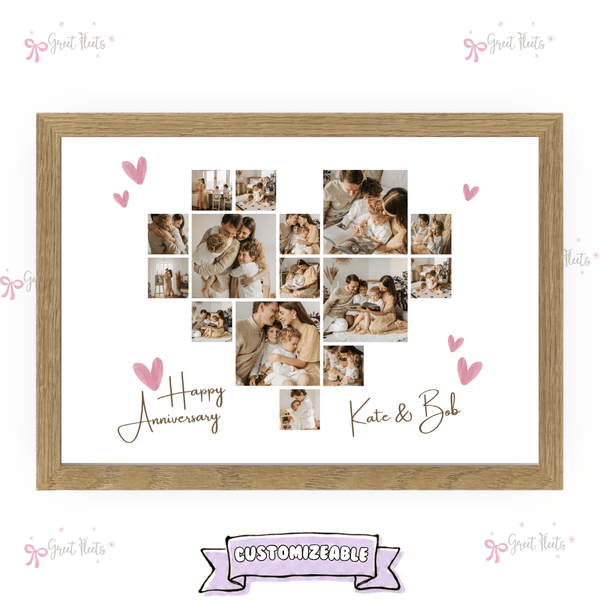 The Heartbeat Custom Anniversary Photo Frame Brown