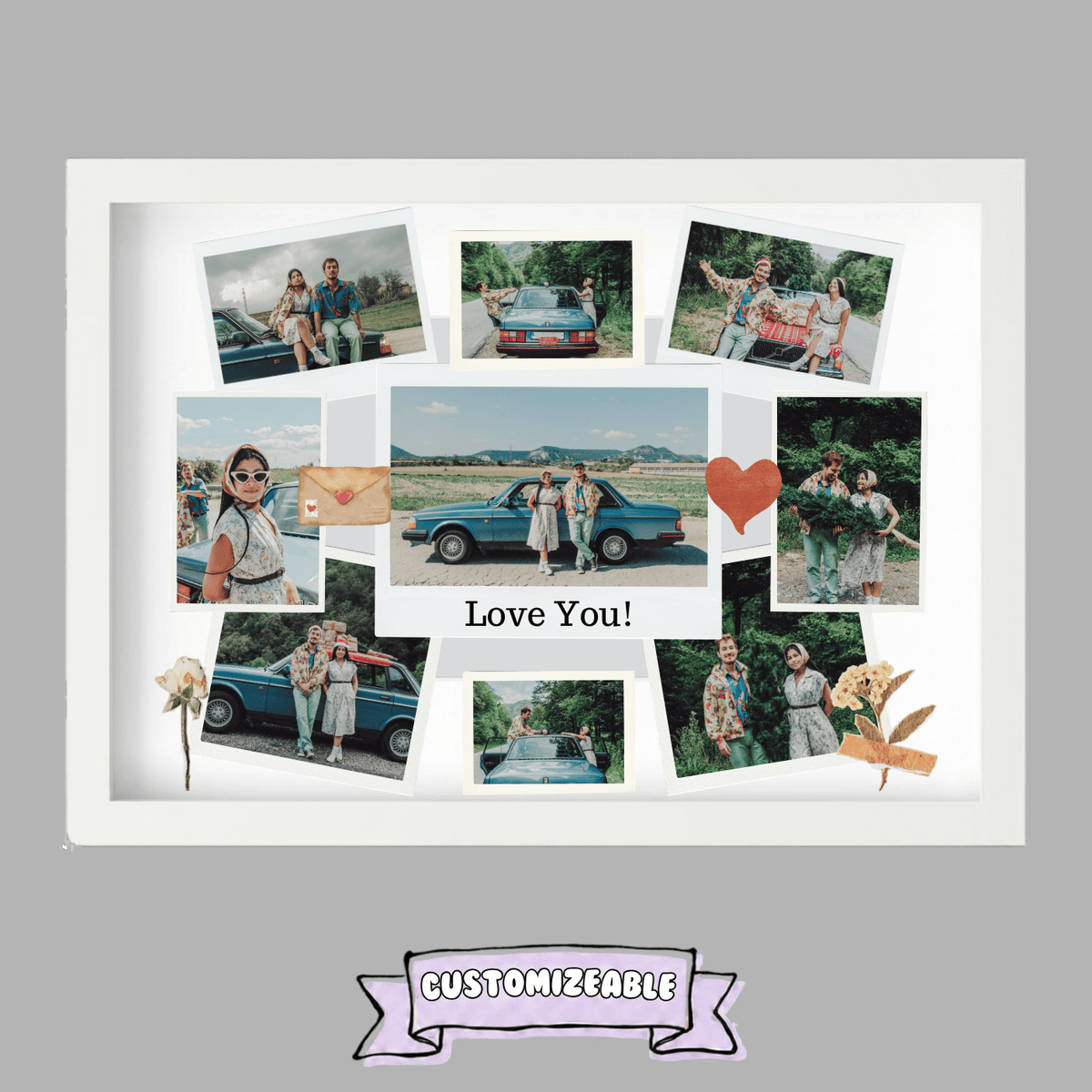 The "Love Story" Custom Collage Anniversary Frame White