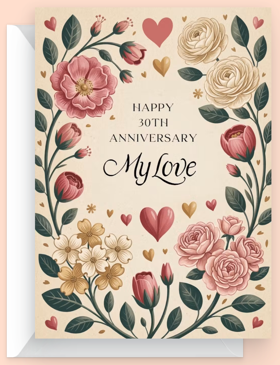 Beautiful Blossoms Happy anniversary card
