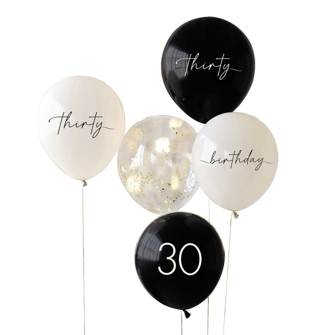 30th Birthday Golden Age Latex Balloons 5pcs P.center