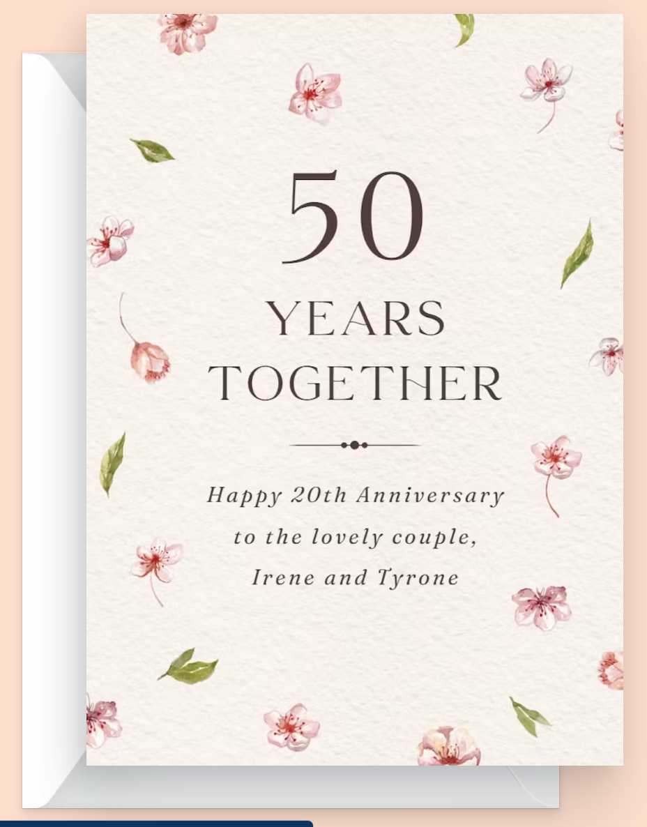 Cherry Blossoms Happy anniversary card