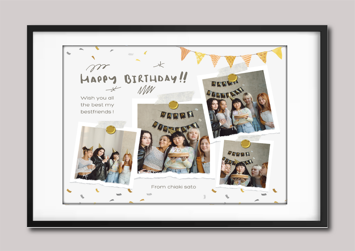 Playful Polaroid Happy Birthday Photo Frame 21x30cm White