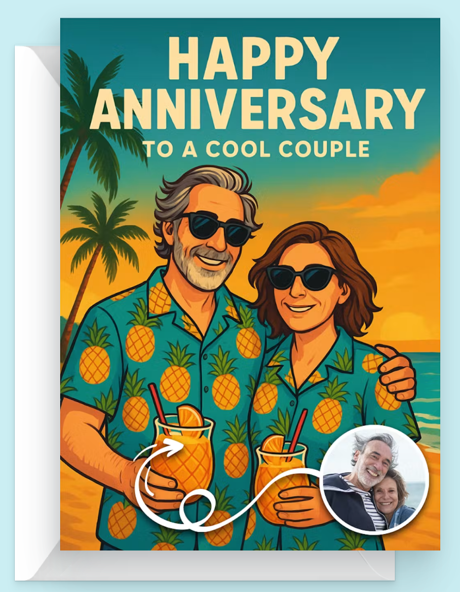 Aloha Couple Happy anniversary card