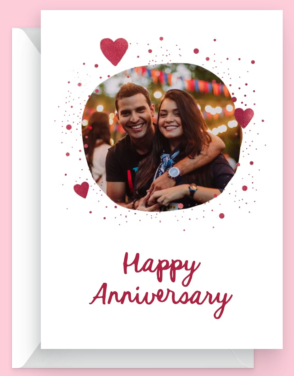 Hearts and Dots Happy anniversary card