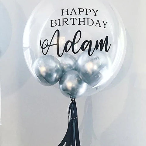 Customized Bubble Balloon -Black and Silver
