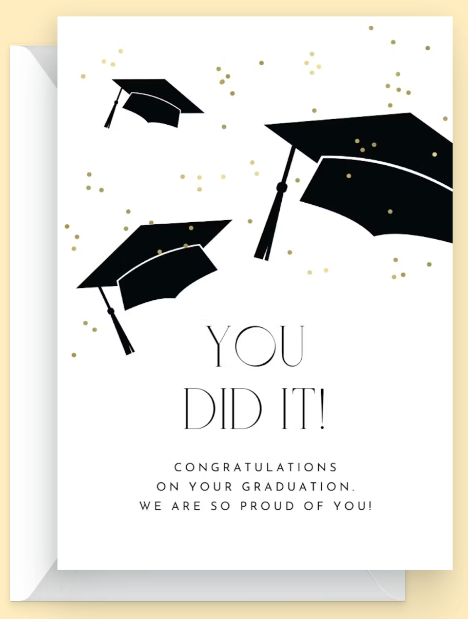 Hats in the air Graduation card