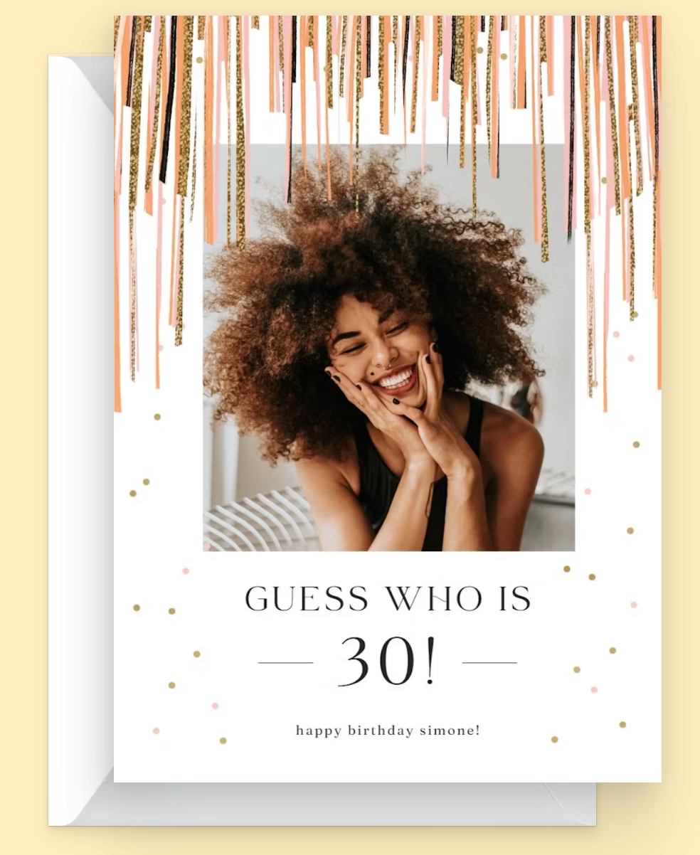 Shiny stripes frame Birthday card