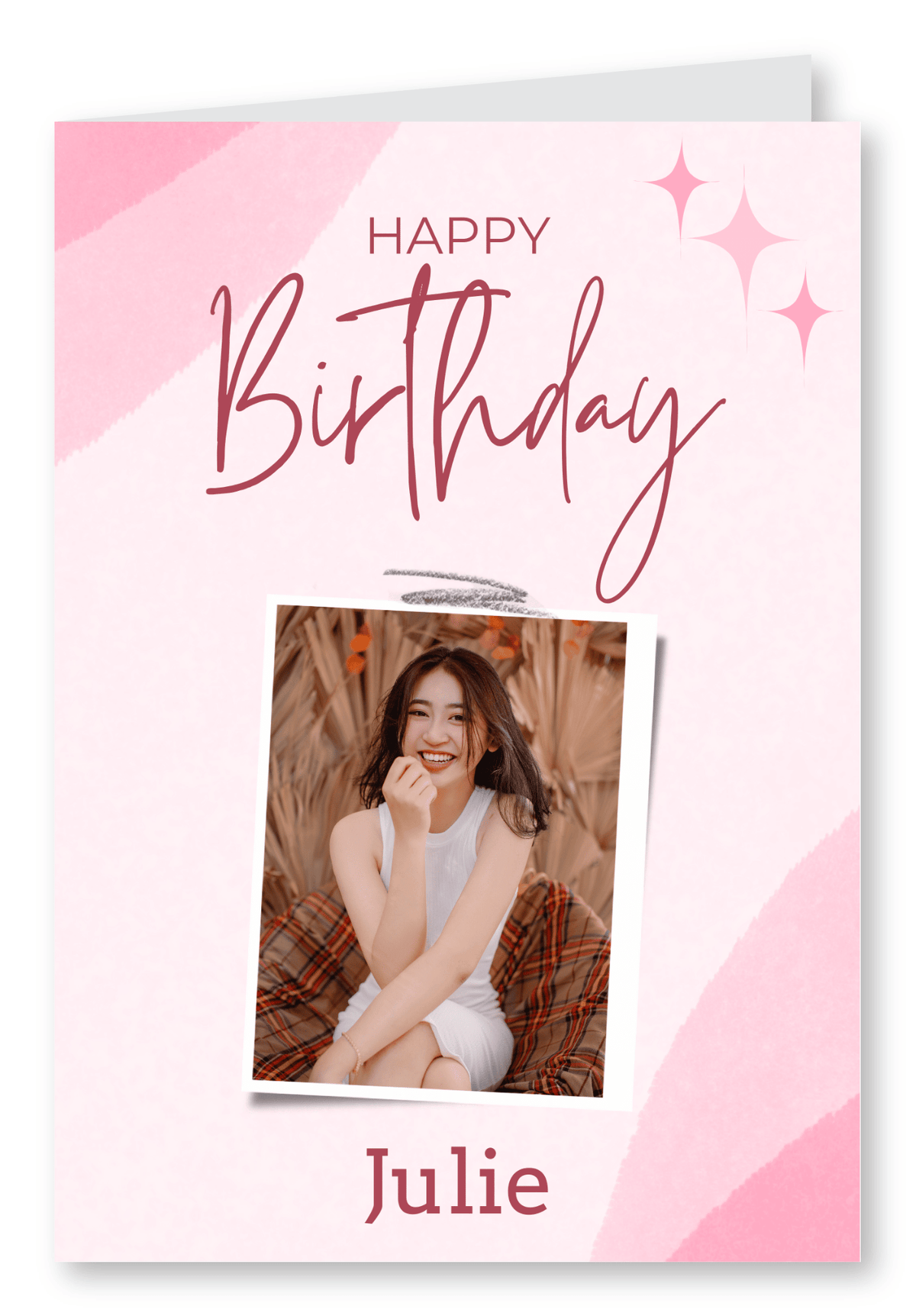 Soft Blush Personalized Birthday Card