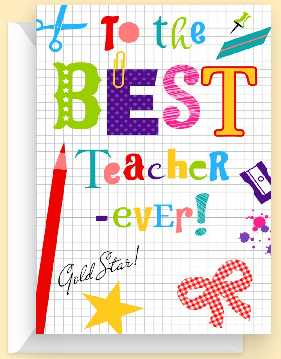 Thank You Teacher Thank you card for teacher