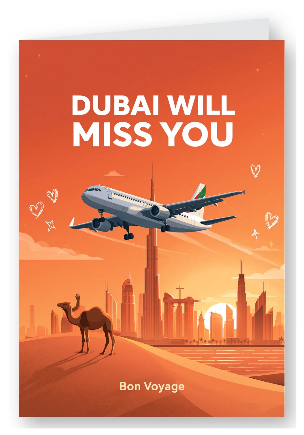 Dubai Will Miss You Bon Voyage Card - Sunset