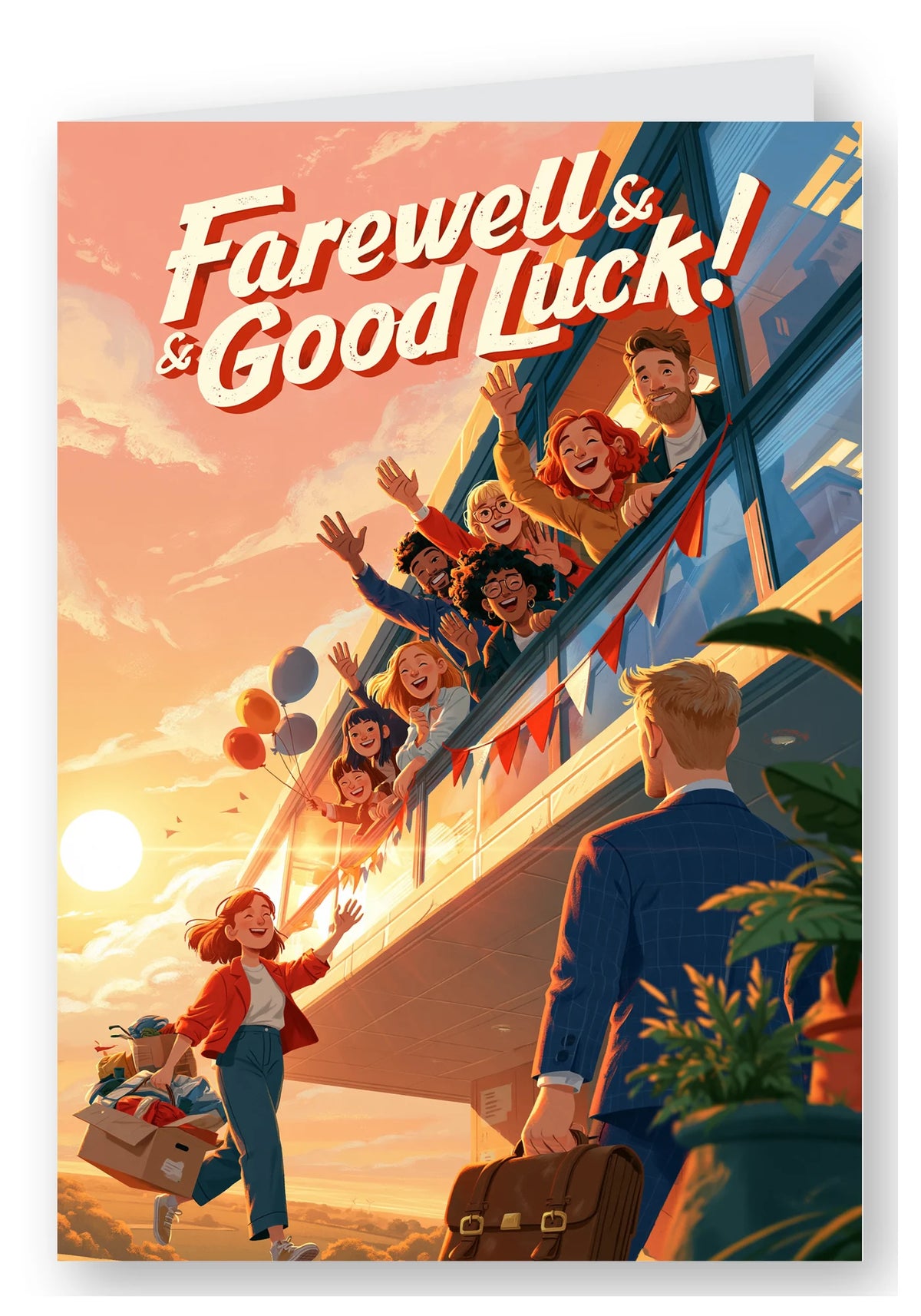 Farewell & Good Luck Leaving Card - Balcony Wave
