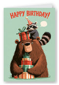 Happy Birthday Bear & Raccoon Card - Gift Heist