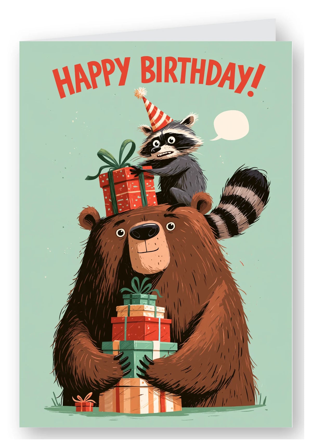 Happy Birthday Bear & Raccoon Card - Gift Heist