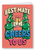 Best Mate Cheers to Us Birthday Card - Green Bottles