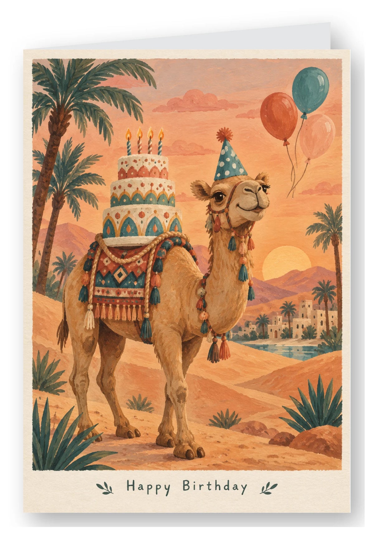 Desert Camel Happy Birthday Card