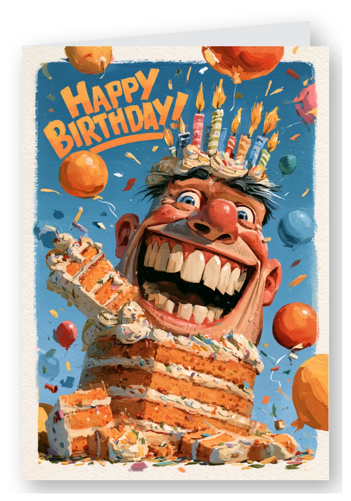 Happy Birthday Cake Face Funny Card