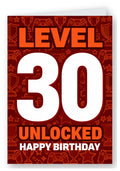 Level 30 Unlocked Gamer Birthday Card - Dark Red
