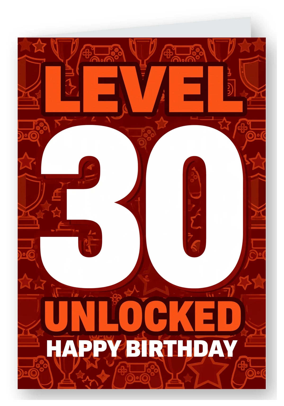 Level 30 Unlocked Gamer Birthday Card - Dark Red