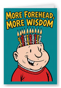 More Forehead, More Wisdom Birthday Card - Red Jumper