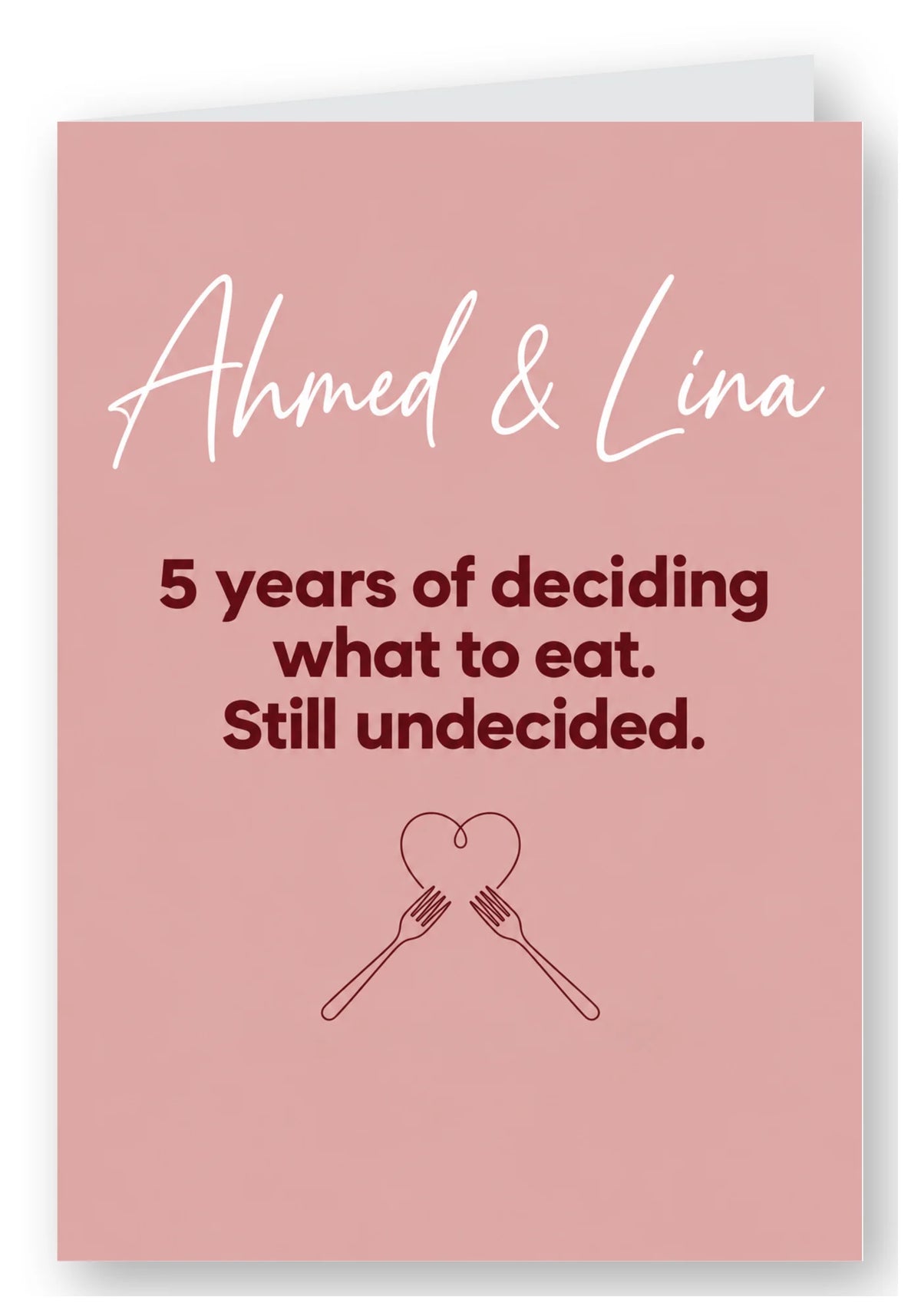 Personalised Names Still Deciding What to Eat Anniversary Card