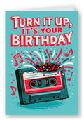Turn It Up, It's Your Birthday Card - Pink Cassette