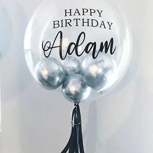 Customized Bubble Balloon -Black and Silver