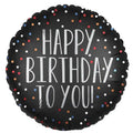 Black Birthday To You Satin Dots Foil Balloon 18in