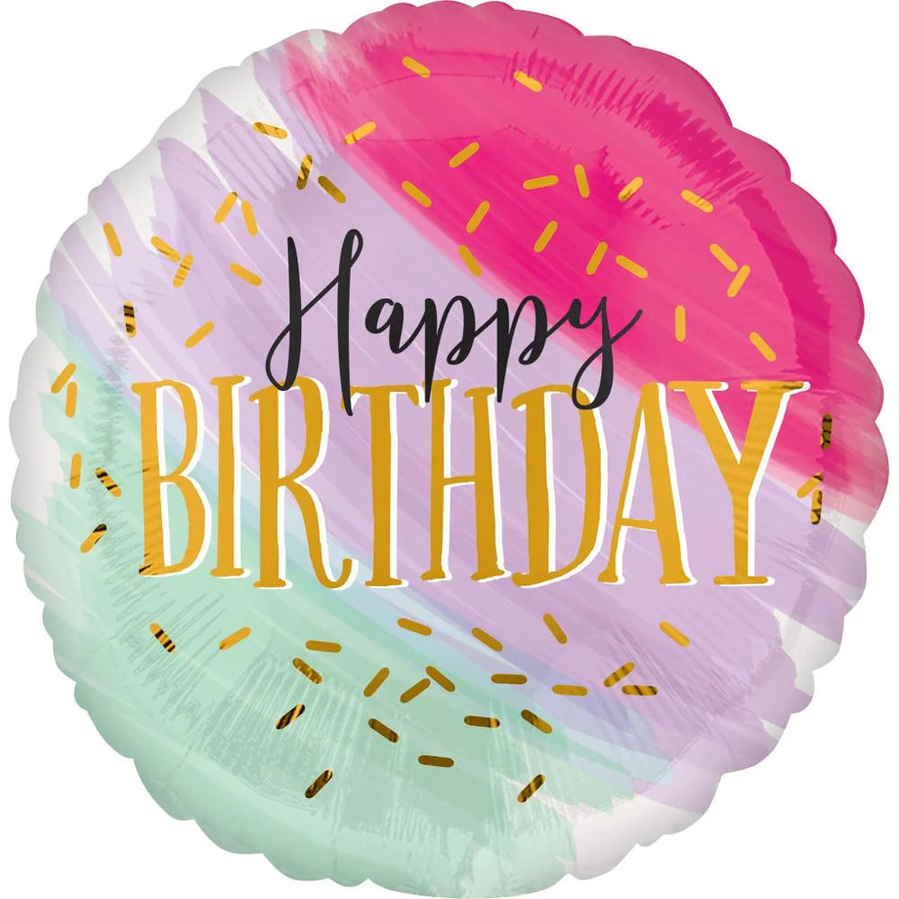 Water Color Birthday Foil Balloon 45cm