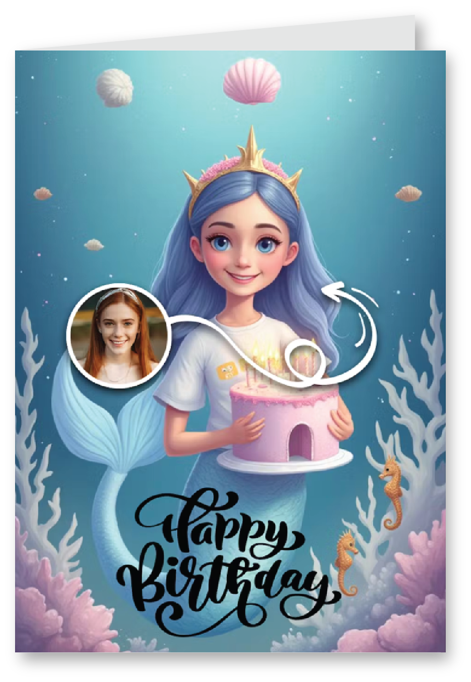 Mermaid Princess - Ai Magic Photo Birthday Card