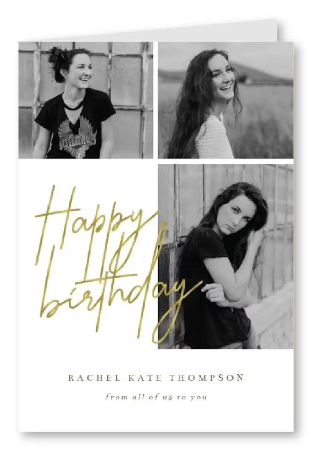 Gold Handwritten Happy Birthday Card – Personalised