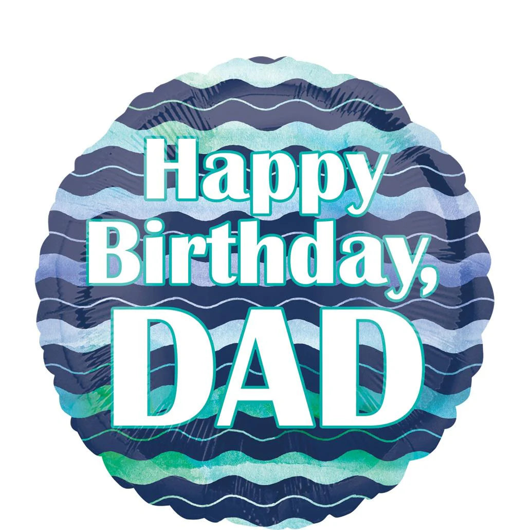 Watercolor Waves Happy Birthday Dad 45cm
