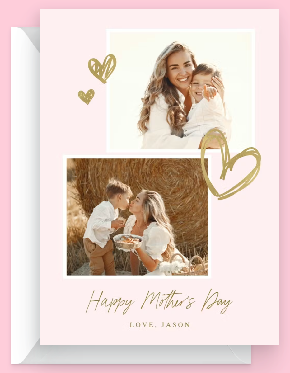 Glitter Heart Mother's day card
