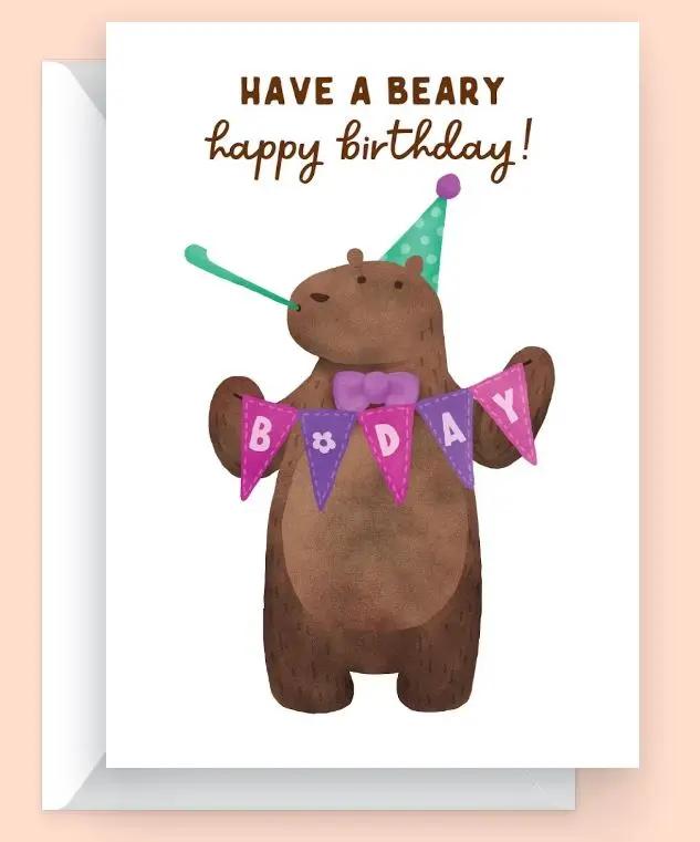 Cute Bear Birthday Card – Unique & Adorable Greeting for All Ages | GreetFleets.ae