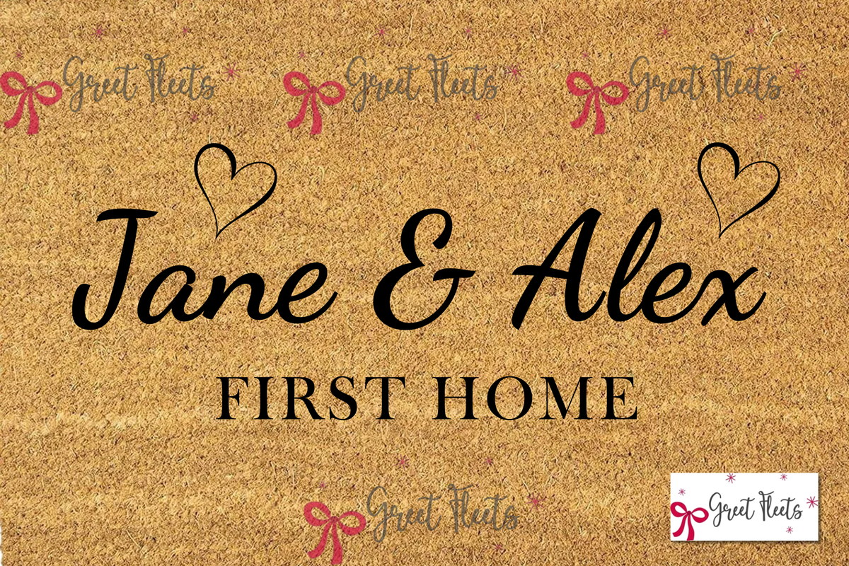 Personalized First Home Doormat – Custom Couple Names Welcome Mat