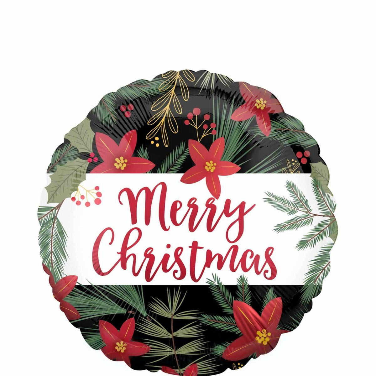 Christmas Poinsettia Satin Foil Balloon 45cm