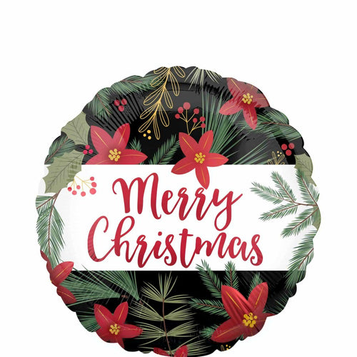 Christmas Poinsettia Satin Foil Balloon 45cm