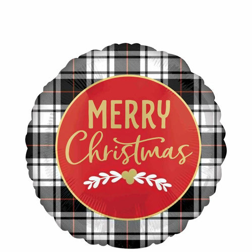 Christmas Plaid Foil Balloon 45cm